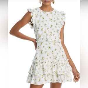 AQUA Floral Ruffle Sleeve Cotton Dress Size S